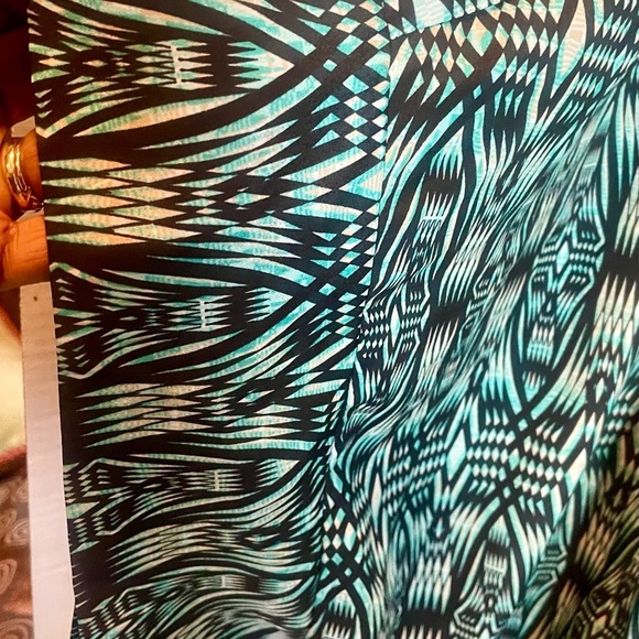 Unique Spectrum 3X Green & Black Print Open Front Kimono Cardigan Plus Size - Picture 7 of 12